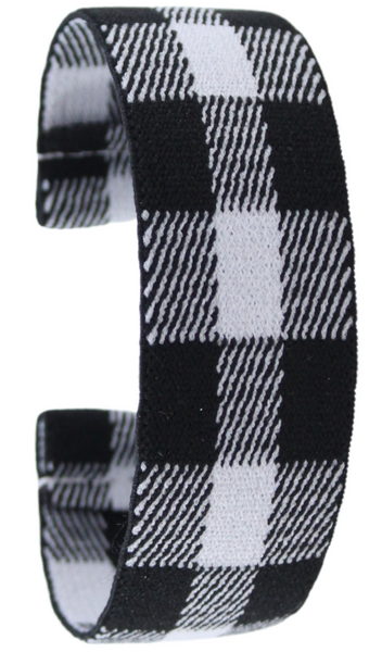 White Buffalo Plaid Elastic Watch Band