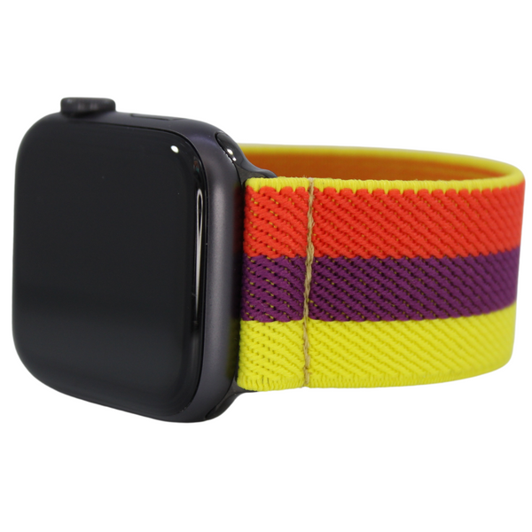 Orange Purple Yellow Stripe Elastic Watch Band