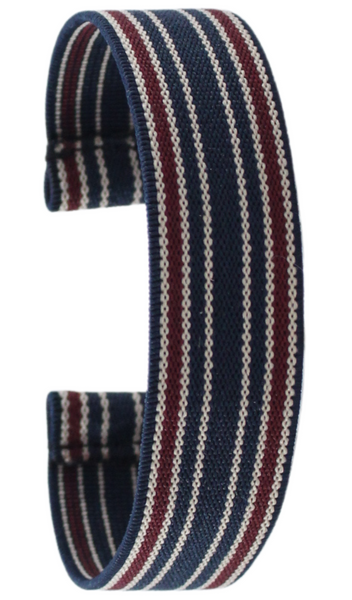 Thin Navy Maroon Cream Striped Elastic Watch Band