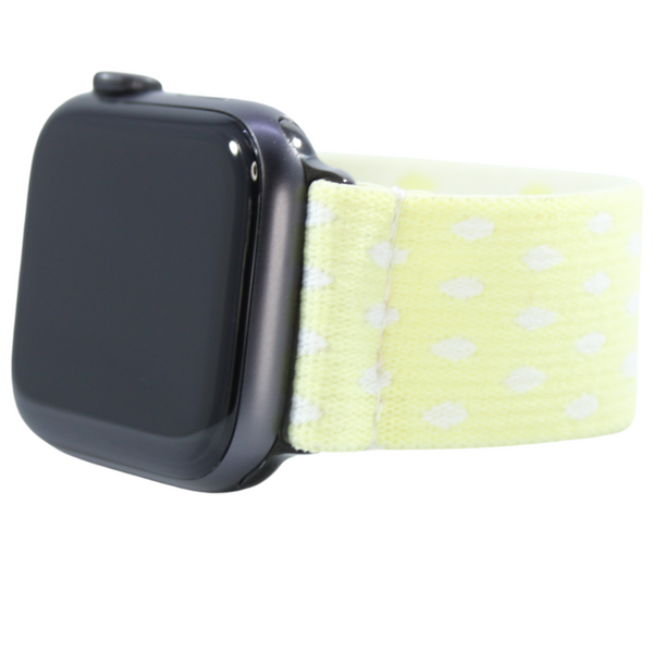 Pastel Yellow White Dots Elastic Watch Band