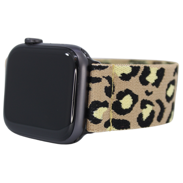 Tan Leopard Elastic Watch Band
