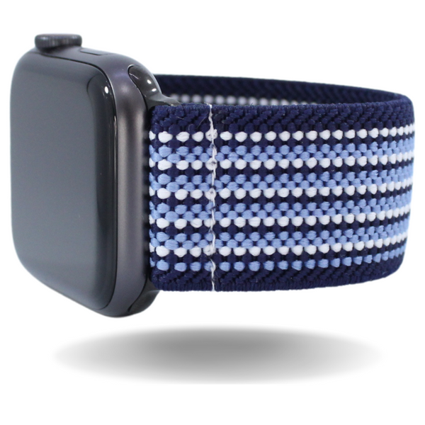 Navy Blue Baby Blue Stripes Elastic Watch Band