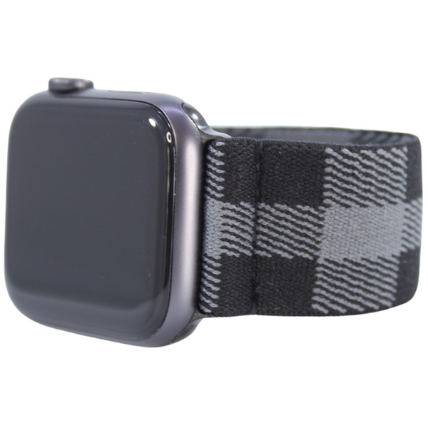 Grey Buffalo Plaid Elastic Watch Band