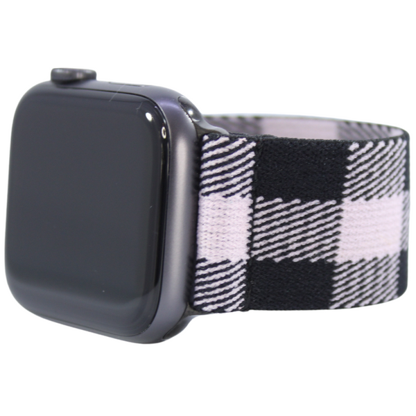 Light Pink Buffalo Plaid Elastic Watch Band
