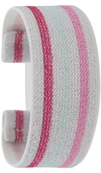 Extra Wide Silver Glitter Stripes Elastic Watch Band