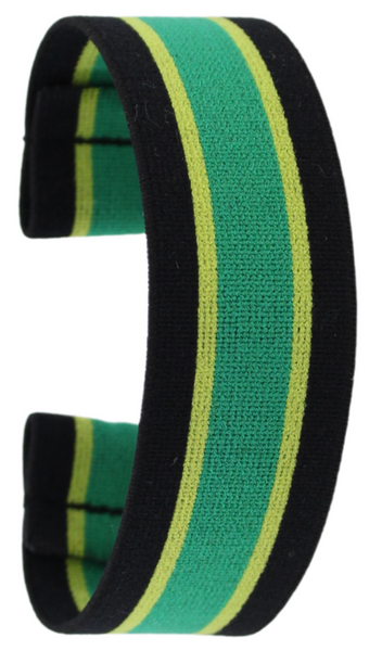 Black Green Yellow Stripe Elastic Watch Band