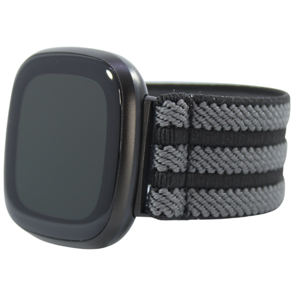 Textured Grey Black Elastic Watch Band