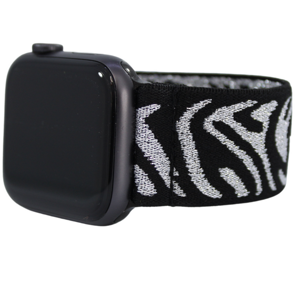 Black Sparkle Zebra Elastic Watch Band