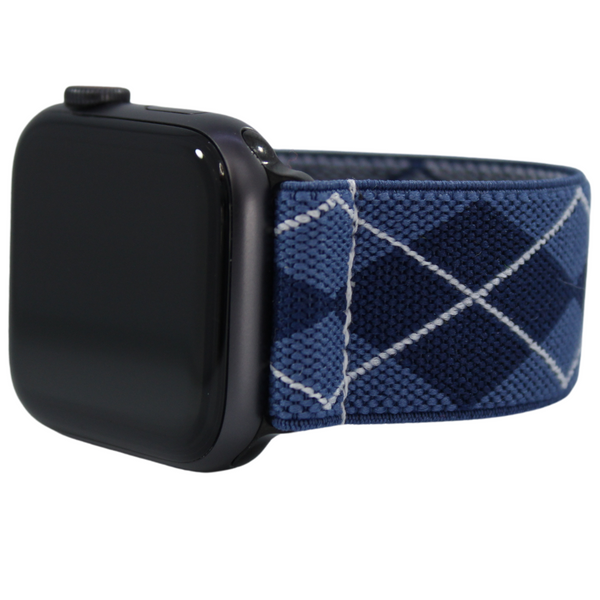 Blue Argyle Elastic Watch Band