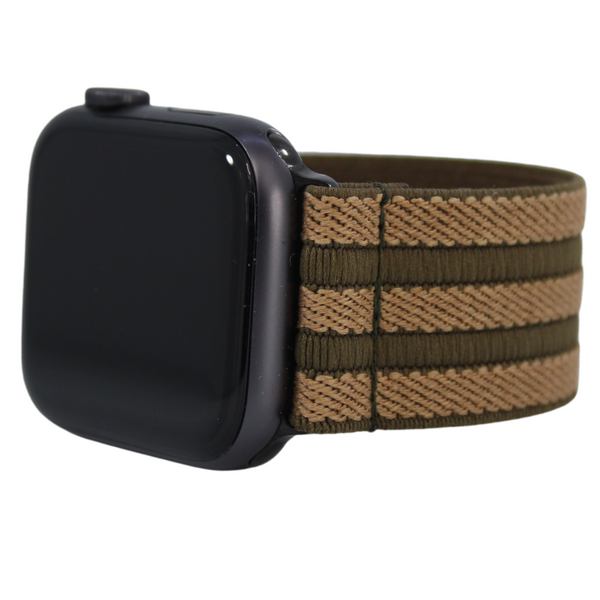 Textured Hickory Brown Elastic Watch Band