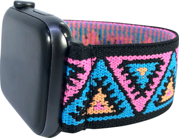 Pink Black Chevron Elastic Watch Band