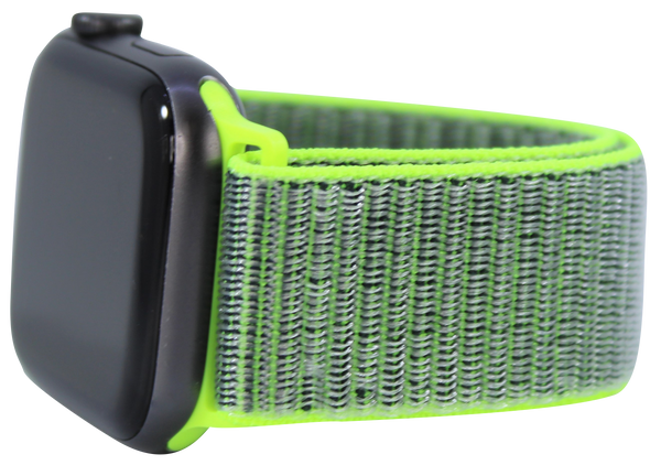 Neon Yellow Grey Nylon Loop Band for Apple Watch