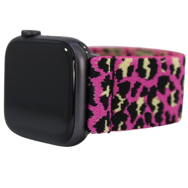 Pink Yellow Black Leopard Elastic Watch Band