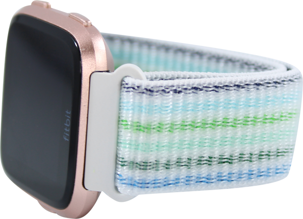 Light Green Stripes Nylon Sport Loop Band for Fitbit Versa