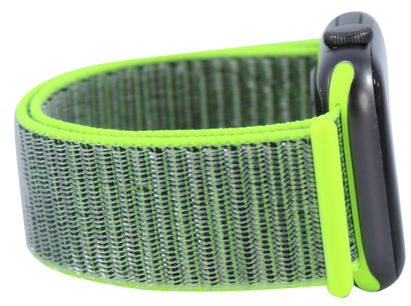 Neon Yellow Grey Nylon Loop Band for Apple Watch