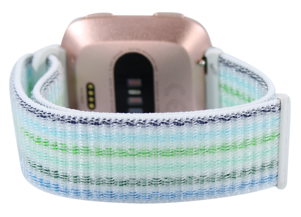 Light Green Stripes Nylon Sport Loop Band for Fitbit Versa