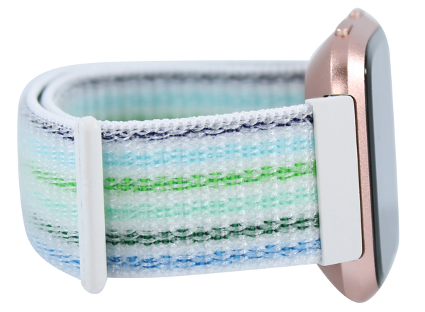 Light Green Stripes Nylon Sport Loop Band for Fitbit Versa