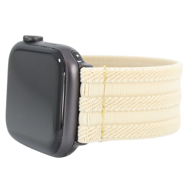 Textured Cream Elastic Watch Band