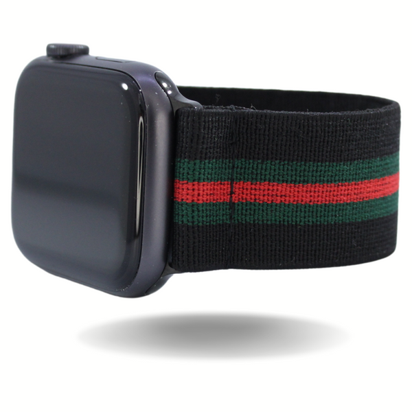 Green Red Black Stripes Elastic Watch Band