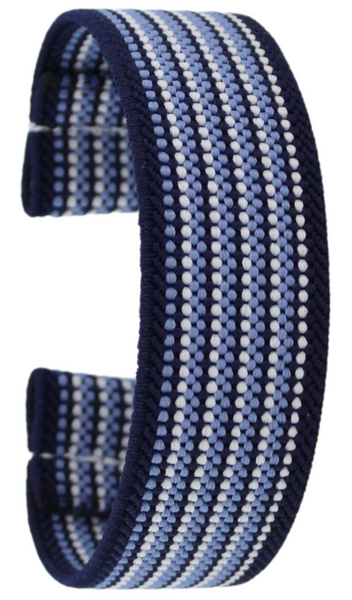 Navy Blue Baby Blue Stripes Elastic Watch Band