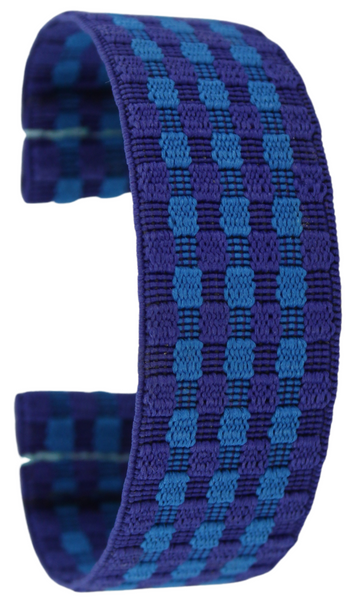 Blue Textured Plaid Elastic Watch Band