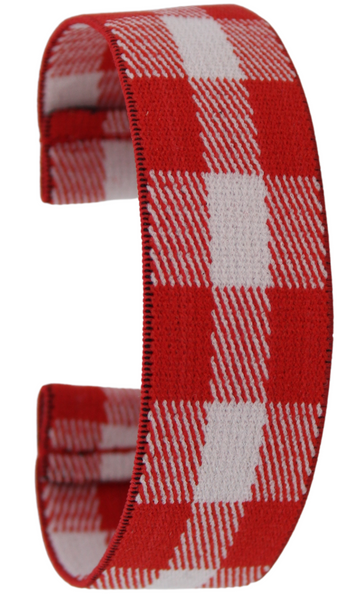 White Red Buffalo Plaid Elastic Watch Band
