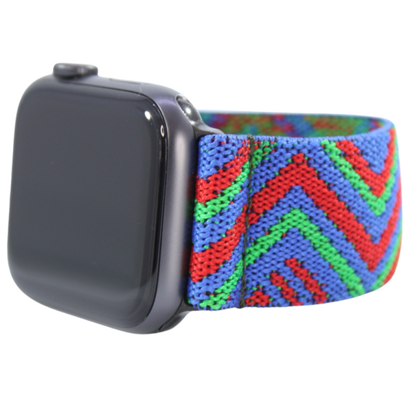 Blue Green Red Zigzag Elastic Watch Band