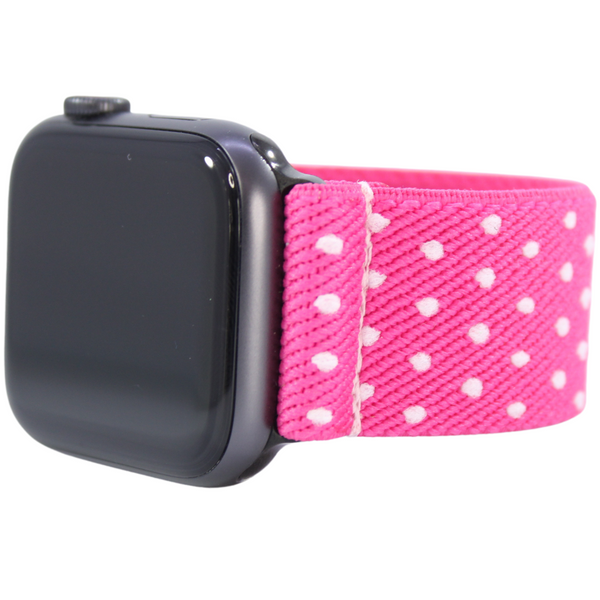 Pink White Dots Elastic Watch Band