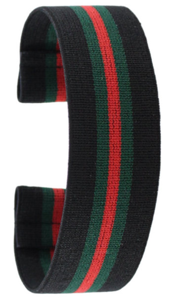 Green Red Black Stripes Elastic Watch Band