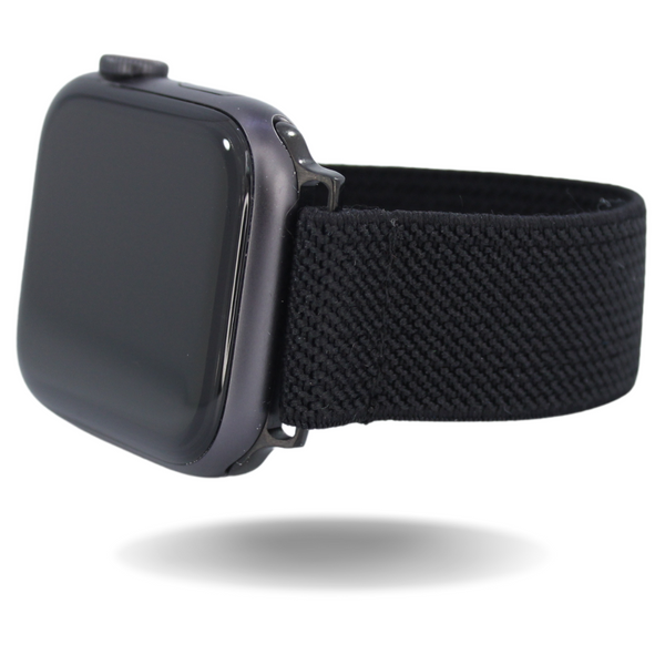 Thin Solid Black Elastic Watch Band