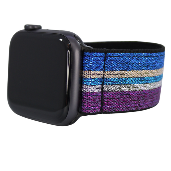 Blue Purple Glitter Elastic Watch Band