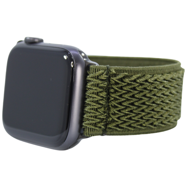 Retro Army Green Chevron Elastic Watch Band