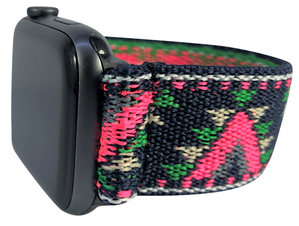 Pink Black Chevron Elastic Watch Band