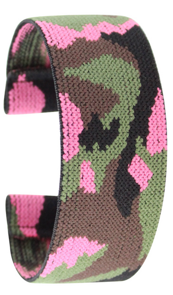 Extra Wide Pink Camo Elastic Watch Band